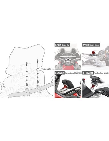 Kit Tornillería Givi Smart Bar S900A/Smart Mount S901A para Ducati/Honda/Kawasaki/KTM