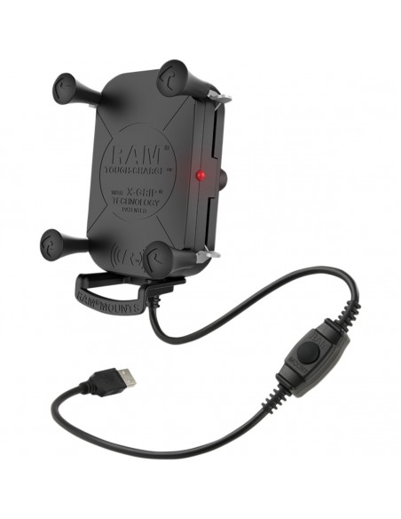 Soporte Tough-Charge ™ Ram Mount con Carga Inalámbrico Resistente al Agua X-Grip® Tech