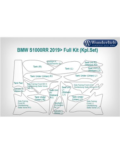 Set completo de Protección de pintura "VENTURESHIELD" para BMW S 1000 RR (2019-)