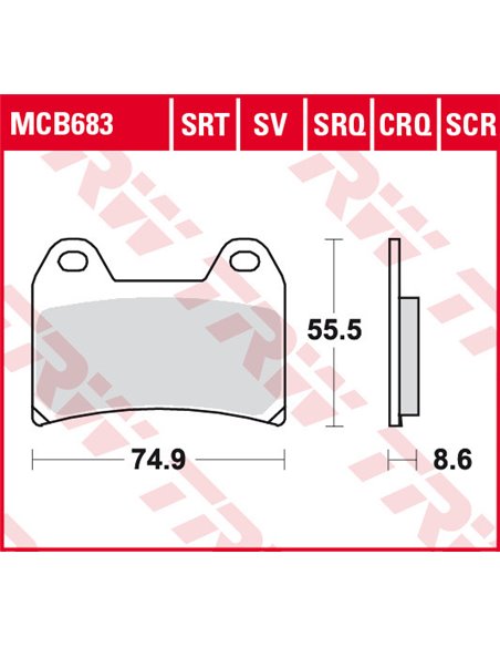 Pastillas de Freno SinterizadasTRW Sinter Road & Track MCB683 para BMW R nine T